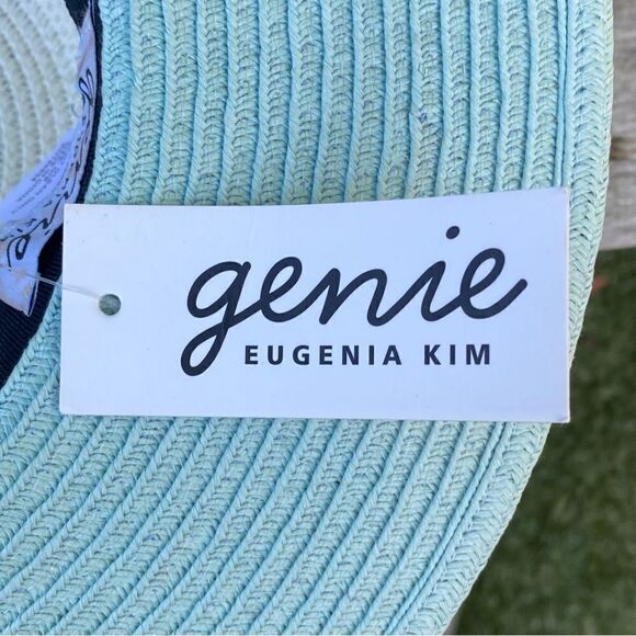 NWT Eugenia Kim Genie Billie Colorblock Packable Straw Fedora in Ivory/Teal/Mint main image 5